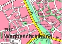 Symbolhafte Abbildung einer Stadtplanseite / Link zur Wegbeschreibung