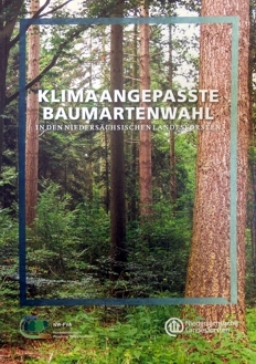 Titelbild der Broschüre "Klimaangepasste Baumertenwahl" mit Nadel- und Laubbäumen