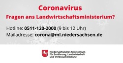 Die Hotline des Landwirtschaftsministeriums erreichen Sie unter 0511 120 2009 täglich von 9 bis 12 Uhr