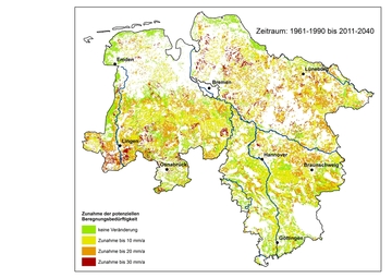 Zunahme der potentiellen Beregnungsbedürftigkeit in Niedersachsen