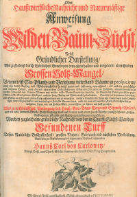 Titelblatt des Buches Sylvicultura Oeconomica Anleitung zur wilden Baumzucht (1713)