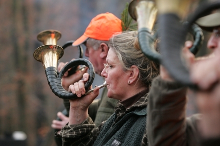 Foto mit Jagdhornbläsern