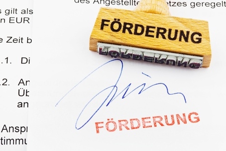 Stempel mit der Aufschrift "Förderung"