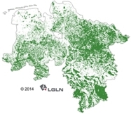 Niedersachsenkarte mit Waldverteilung